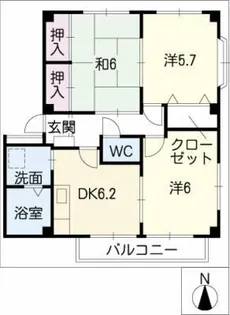 グランデージ白川B棟【1階】の間取り
