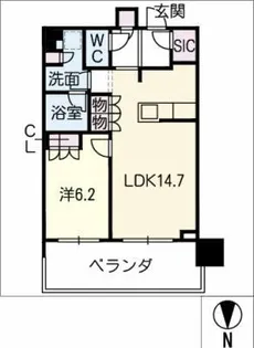 プラウドタワー名古屋錦1014号室【10階】の間取り