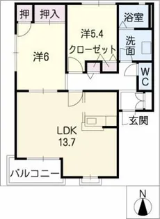 サンリバー朝宮A【2階】の間取り