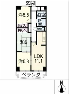 ドミー渡辺【5階】の間取り