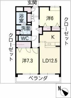 エクセル森越【1階】の間取り