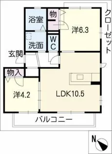 ガーデンコートB棟【1階】の間取り