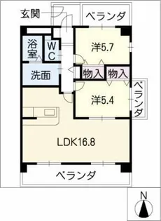 リトルリバーD棟【2階】の間取り