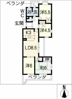 アーバンドエル猪高台【1階】の間取り