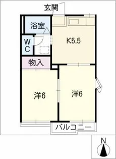 オークヴィラ西川 B棟【2階】の間取り