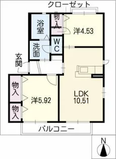 鶴城ハイツ【1階】の間取り