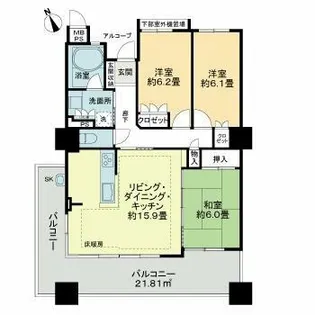 ライオンズタワー半田【12階】の間取り