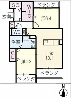 CRESTIA【2階】の間取り