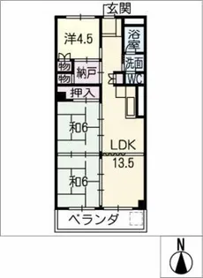 コーポ宇奈月 602号【6階】の間取り
