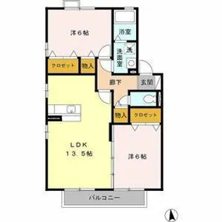 ファミーユたちばなⅡ【2階】の間取り