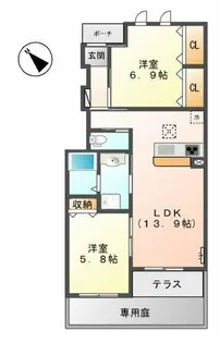 ルミエール【1階】の間取り