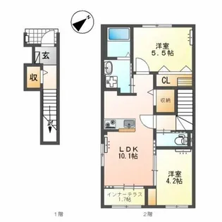 ニュークラリス【2階】の間取り