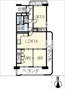 ホワイトキャッスル平針Ⅵ603【6階】の間取り