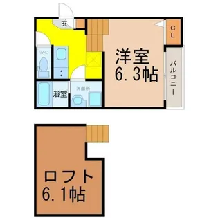 プラージュ外新町【201号室】の間取り