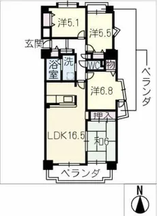 ユーハウス岩倉【5階】の間取り