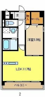 レクラン栄生【7階】の間取り