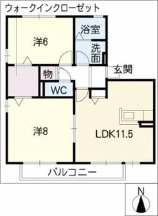 カトル セゾンB【2階】の間取り