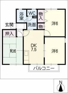 パークサイド金屋橋D棟【1階】の間取り