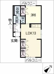 タウンホーム山之手【1階】の間取り