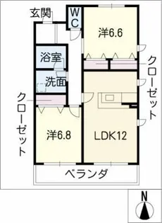 一宮ガーデンストリートS棟【2階】の間取り