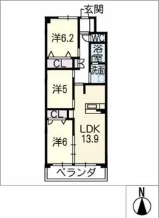 サンメゾン天王【3階】の間取り
