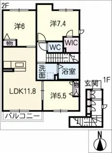 フェリシエ八町【2階】の間取り