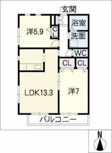 ツイン キャッスル イースト【2階】の間取り