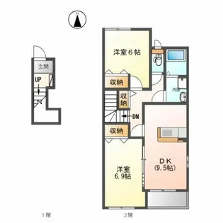 クラルテ アサヒ【2階】の間取り