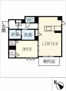 レフィシア・グリシーヌ【1階】の間取り