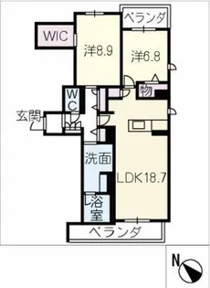 レフィシア・グリシーヌ【2階】の間取り