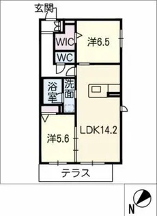ラ・フレチェール【1階】の間取り