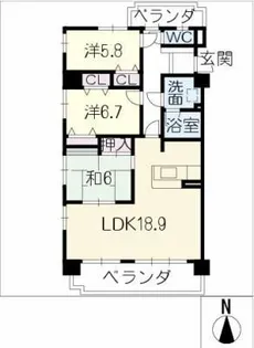 エスペランタ安城駅西1201号室【12階】の間取り