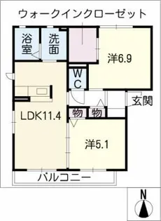 グランディール南新地C棟【2階】の間取り