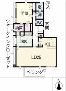 月見ヶ丘マンションD棟6WEST【6階】の間取り