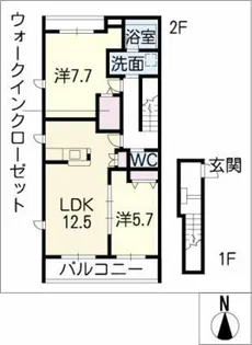 モリーユ城北 西棟【2階】の間取り