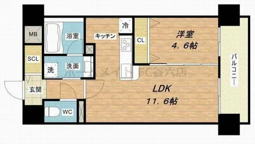 ブルフォルトゥーナ扇町【8階】の間取り