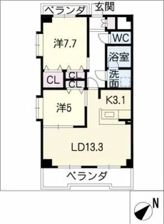 インペリアル豊明【3階】の間取り