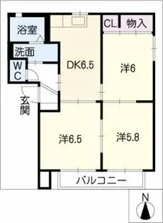 サニー牛田B棟【1階】の間取り