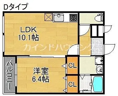 フジパレス西加賀屋【3階】の間取り