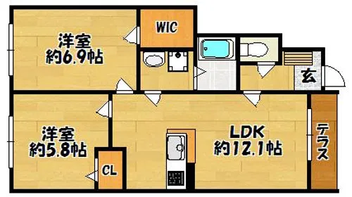 メゾンタカモト二番館【103号室】の間取り
