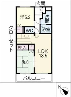 ルミエール梅里【2階】の間取り
