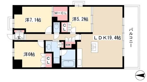 ザ・パークサイド千種北【9階】の間取り