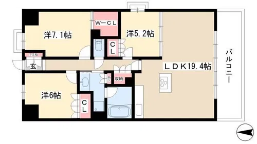 ザ・パークサイド千種北【9階】の間取り