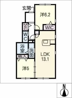 ジュネス一宮【1階】の間取り