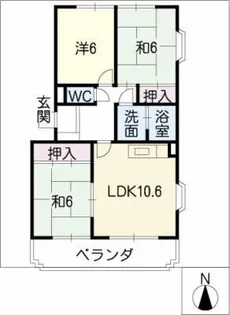 サンフローラ美瀬戸【4階】の間取り