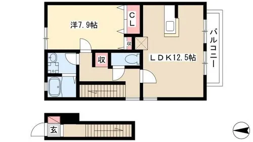 サンガーデンひかりⅢ C棟【202号室】の間取り