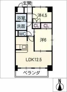 グレイス中坪【4階】の間取り