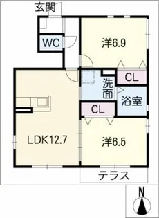 メゾンサツキB【1階】の間取り