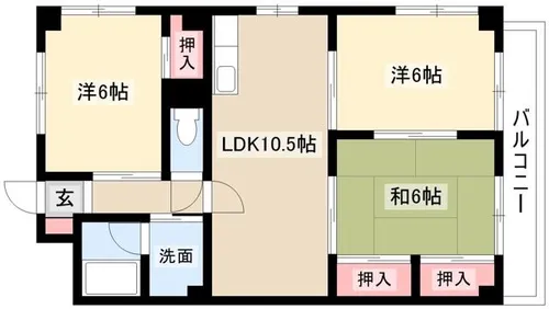 サンライトマンションⅢ 西棟【2階】の間取り