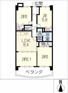 ジョイフル春日 弐号館【3階】の間取り